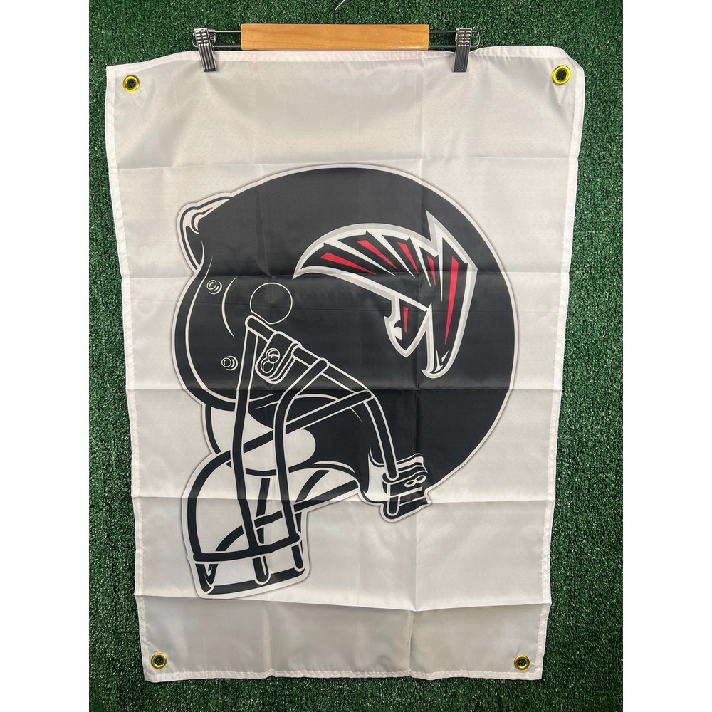 Atlanta Falcons NFL Helmet Logo Banner Flag White 2x3 Wall Decor Fan Cave